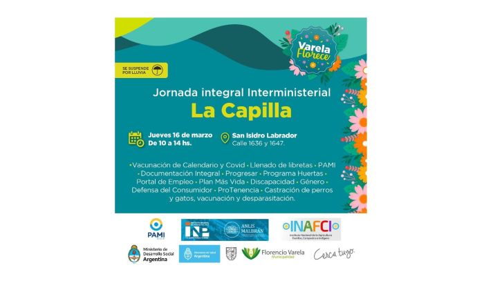 F. Varela – La Capilla – Jornada de vacunación, documentación, PAMI, mascotas y más